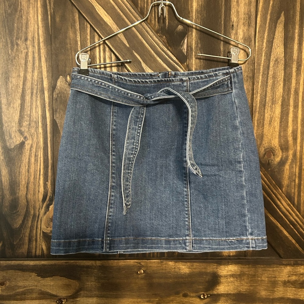 PacSun Blue Wrap Mini Skirt with Tie Front